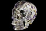 Realistic, Carved Chevron Amethyst Skull #150941-1